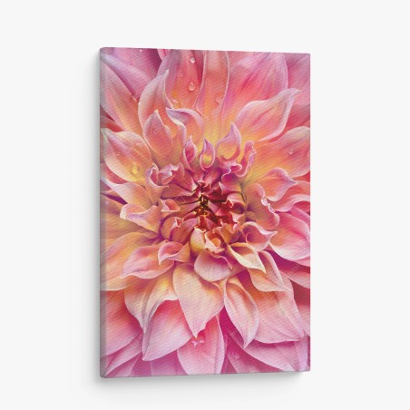 Quadro su tela dettaglio floreale nei toni rosa e gialli • Wallissimo®