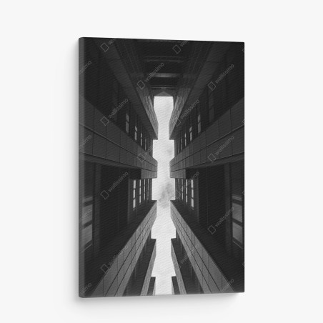 Quadro su tela prospettiva urbana simmetrica • Wallissimo®