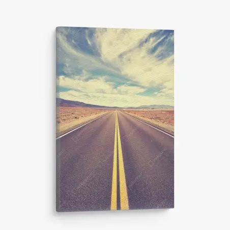 Quadro su tela strada infinita nel deserto della Valle della Morte, California • Wallissimo®