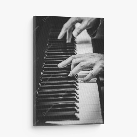 Quadro su tela mani sul pianoforte in bianco e nero • Wallissimo®