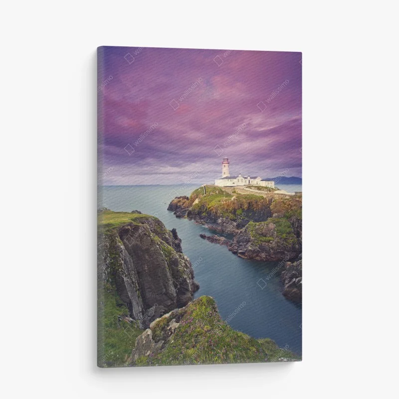 Quadro su tela faro sul promontorio al crepuscolo