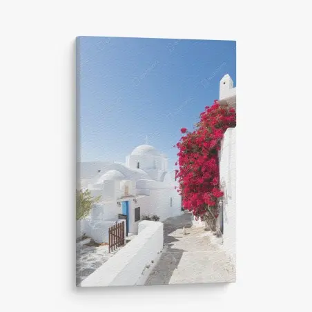 Quadro su tela scorcio mediterraneo fiorito • Wallissimo®