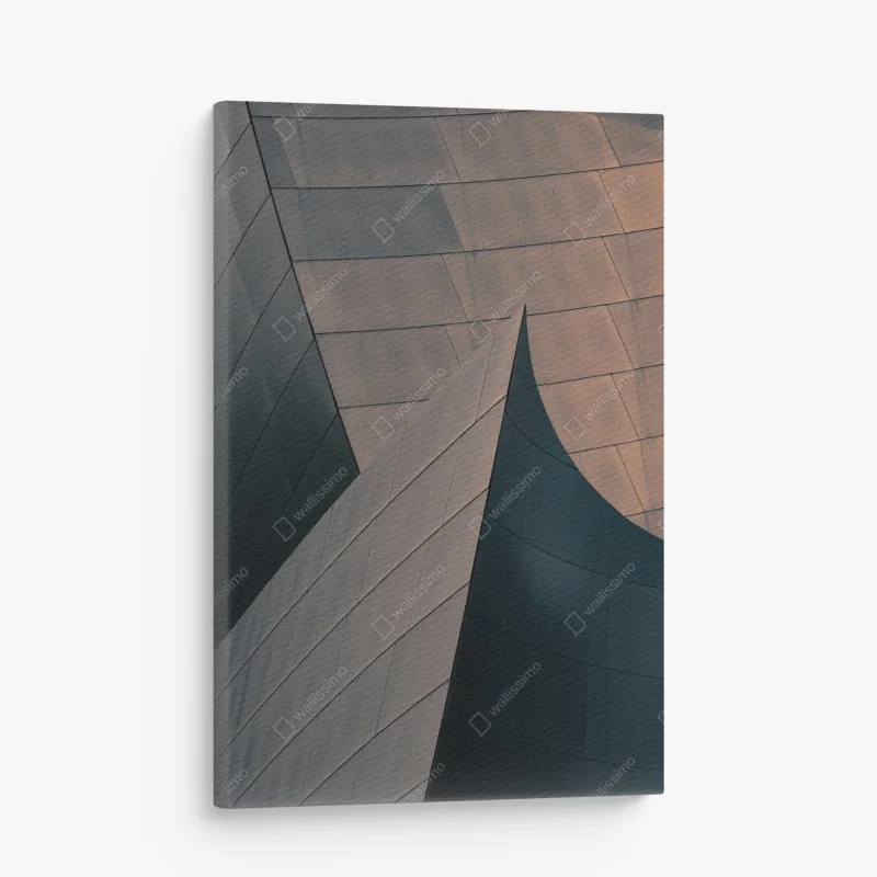 Quadro su tela curve e superfici metalliche astratte