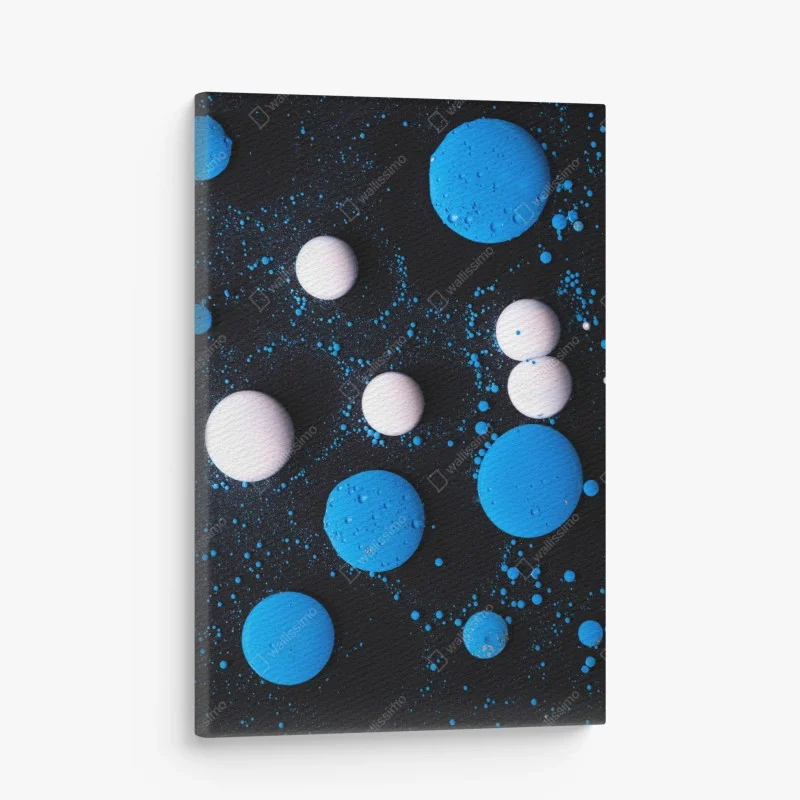 Quadro su tela motivo astratto blu e bianco a bolle