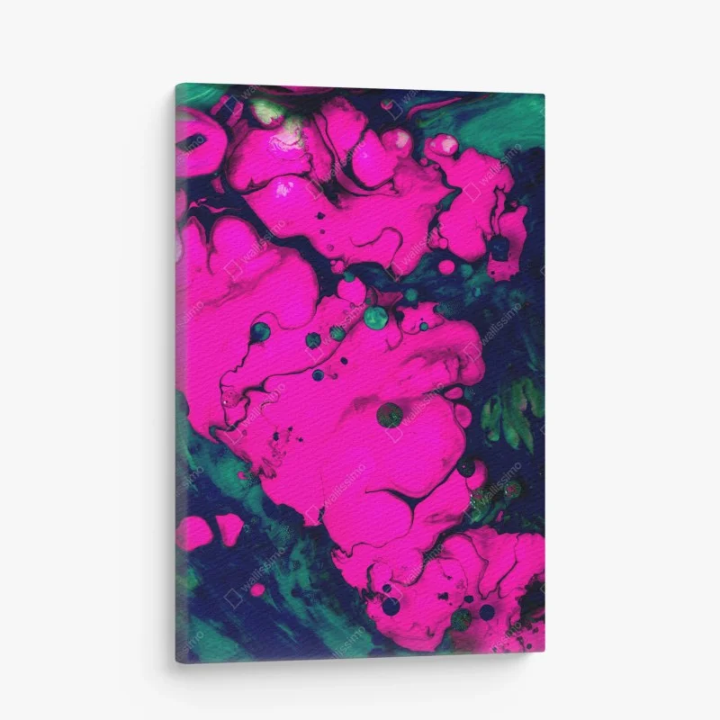 Quadro su tela astrazione fluida rosa e smeraldo