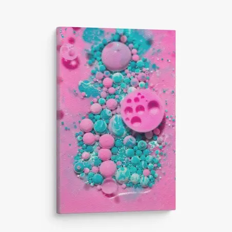 Quadro su tela motivo marmorizzato rosa e turchese • Wallissimo®