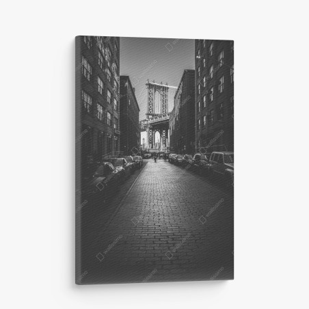 Quadro su tela scorcio urbano con Manhattan Bridge a New York • Wallissimo®