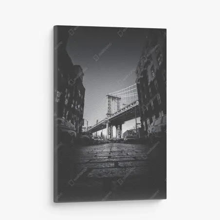 Quadro su tela panorama urbano sotto il ponte di Manhattan • Wallissimo®