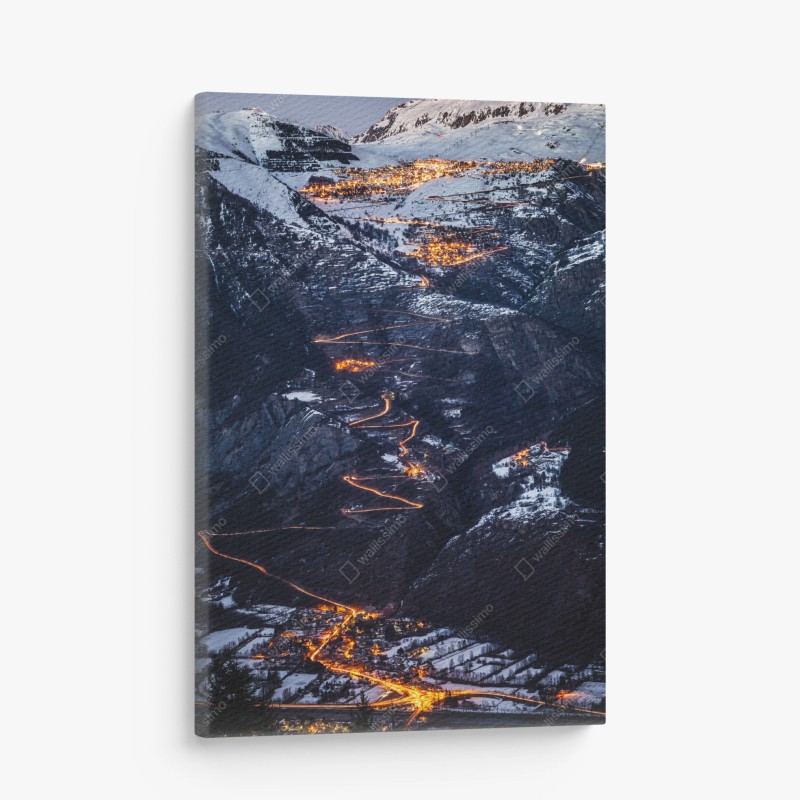 Quadro su tela notte magica sulla salita di Alpe d'Huez