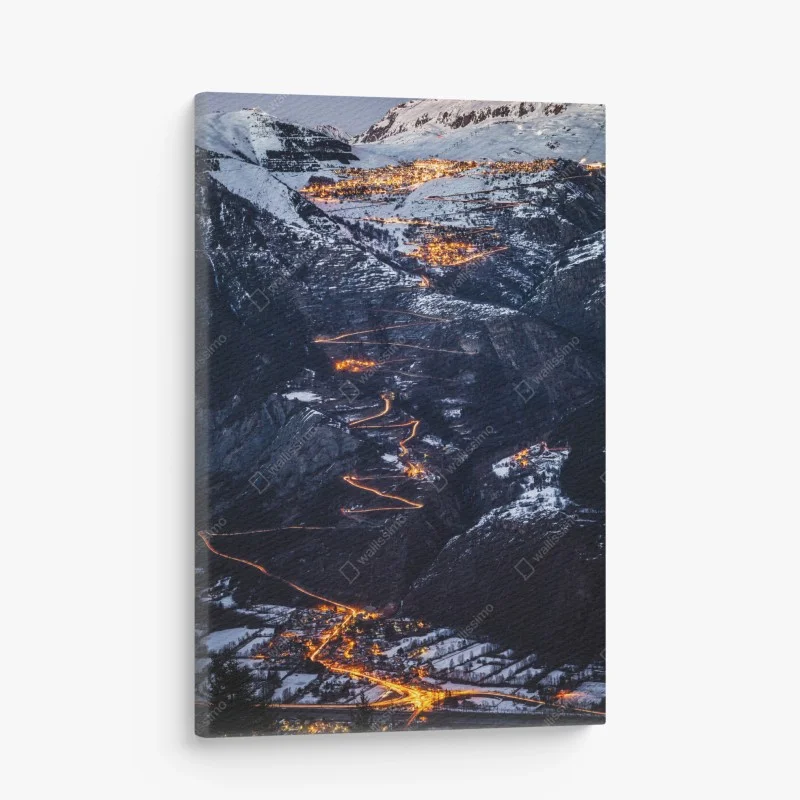 Quadro su tela notte magica sulla salita di Alpe d'Huez