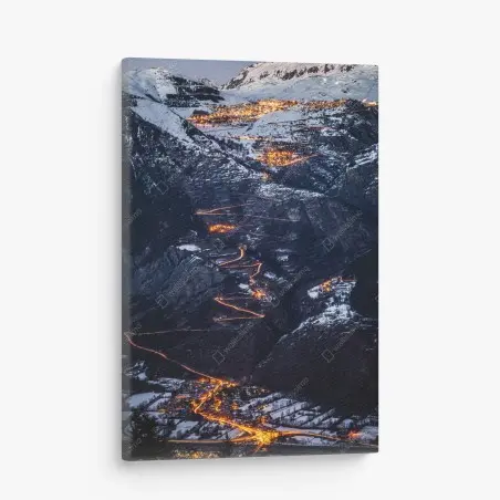 Quadro su tela notte magica sulla salita di Alpe d'Huez • Wallissimo®