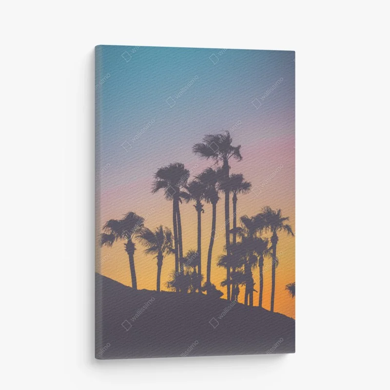 Quadro su tela tramonto tropicale in silhouette
