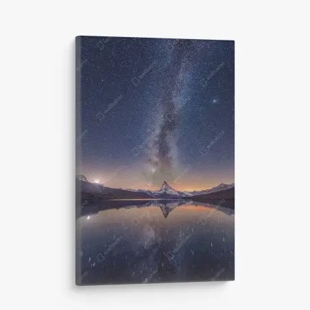 Quadro su tela via lattea e montagna riflessa • Wallissimo®