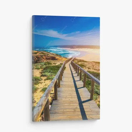 Quadro su tela passerella verso il mare di Praia da Bordeira • Wallissimo®