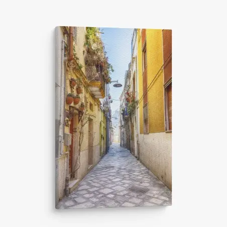 Quadro su tela vicolo fiorito nel centro storico di Brindisi • Wallissimo®