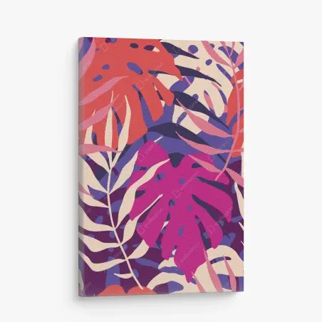 Quadro su tela motivo tropicale retrò in colori pastello • Wallissimo®