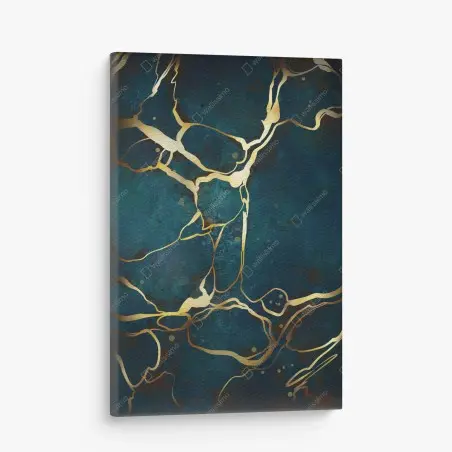 Quadro su tela eleganza astratta blu e oro • Wallissimo®