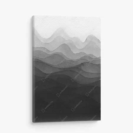 Quadro su tela paesaggio montano a strati in inchiostro • Wallissimo®