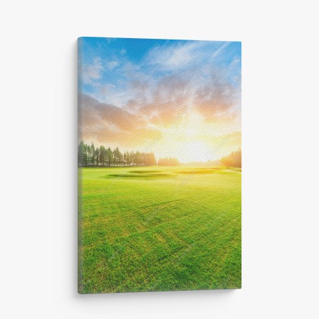 Quadro su tela tramonto sul campo verde • Wallissimo®