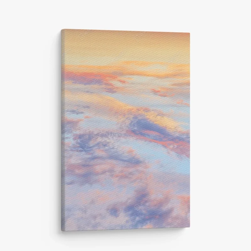 Quadro su tela cielo pastello all'alba dorata