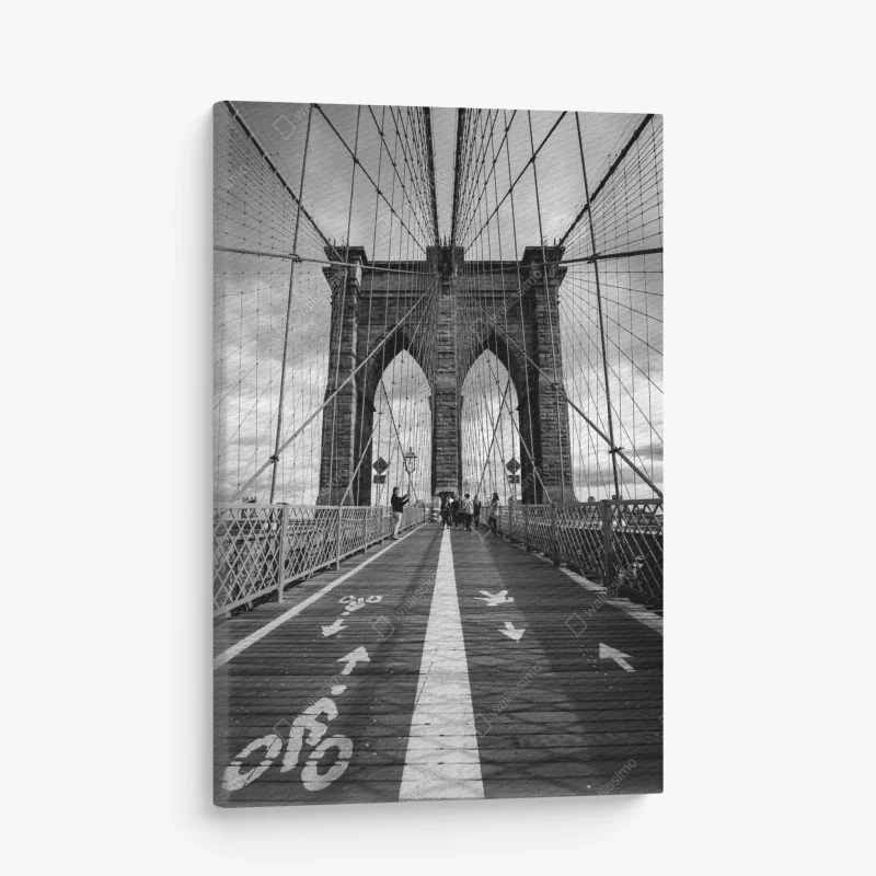Quadro su tela ponte di Brooklyn: prospettiva in bianco e nero