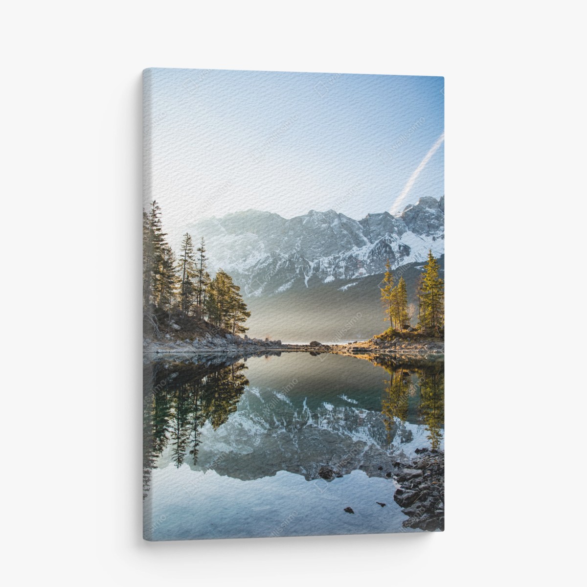 Quadro su tela riflessi delle montagne sul lago • Wallissimo®