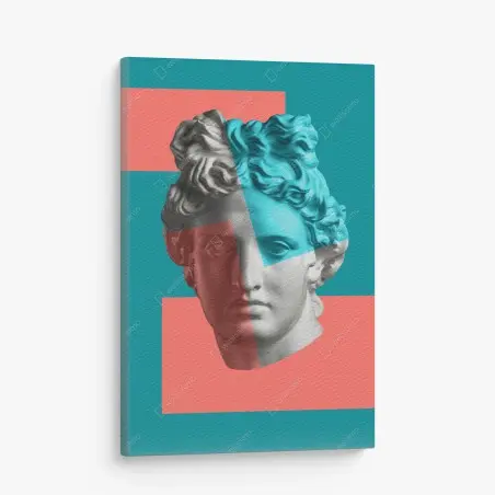 Quadro su tela busto classico in chiave pop su sfondo colorato • Wallissimo®