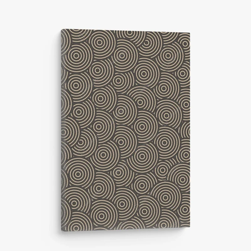 Quadro su tela motivo a cerchi concentrici beige e marrone