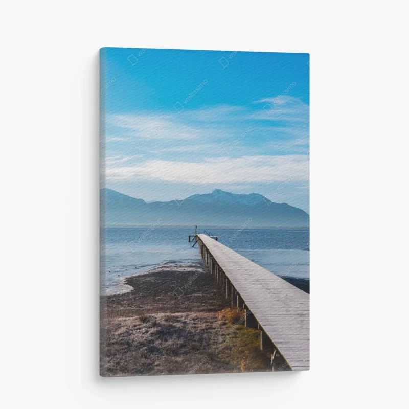 Quadro su tela molo verso le montagne innevate