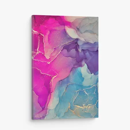 Quadro su tela sogno liquido: inchiostro alcolico rosa e azzurro • Wallissimo®