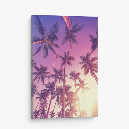 Quadro su tela sotto le palme al tramonto • Wallissimo®