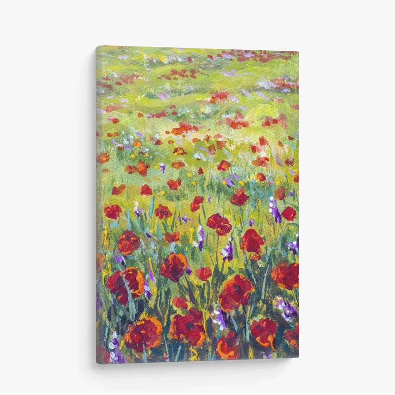 Quadro su tela campo di papaveri impressionista