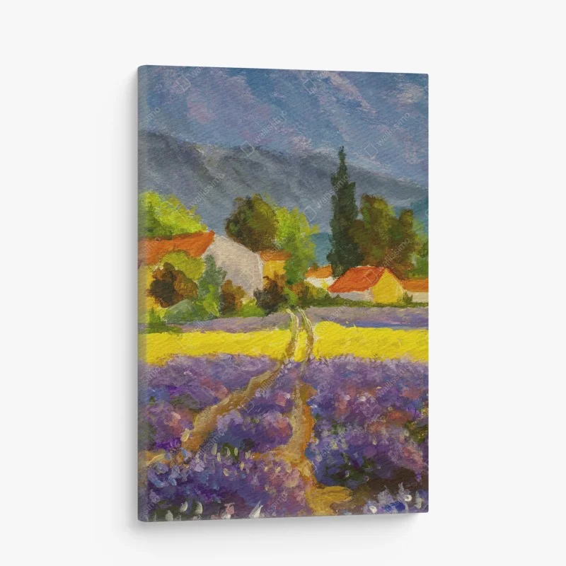 Quadro su tela tramonto sui campi di lavanda