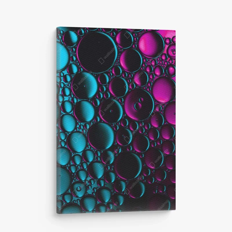 Quadro su tela bolle astratte in neon turchese e magenta