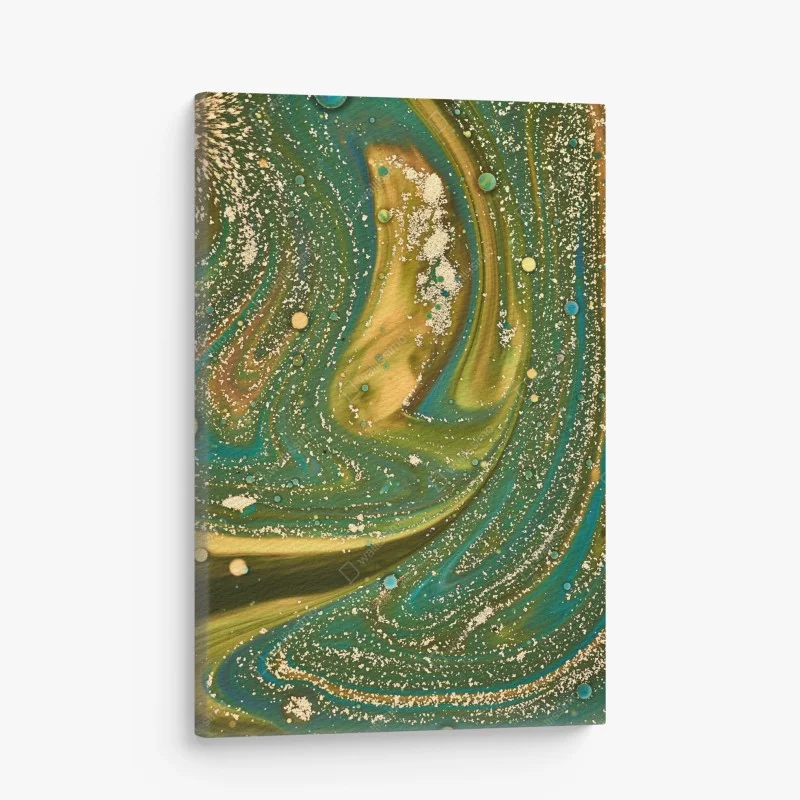 Quadro su tela marmo fluido verde e oro