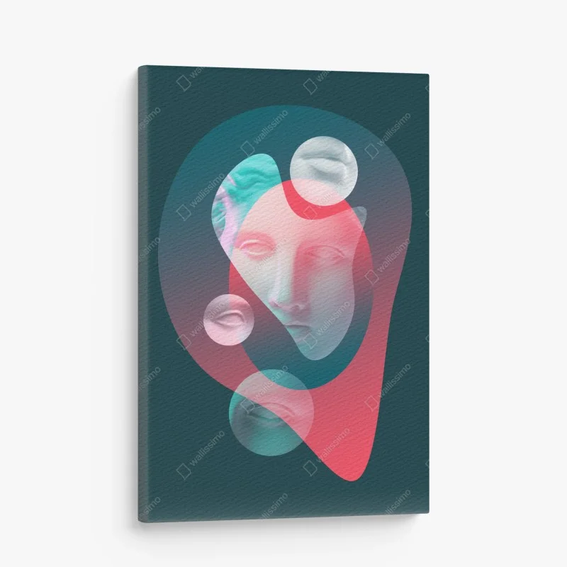 Quadro su tela volto classico onirico su sfondo astratto