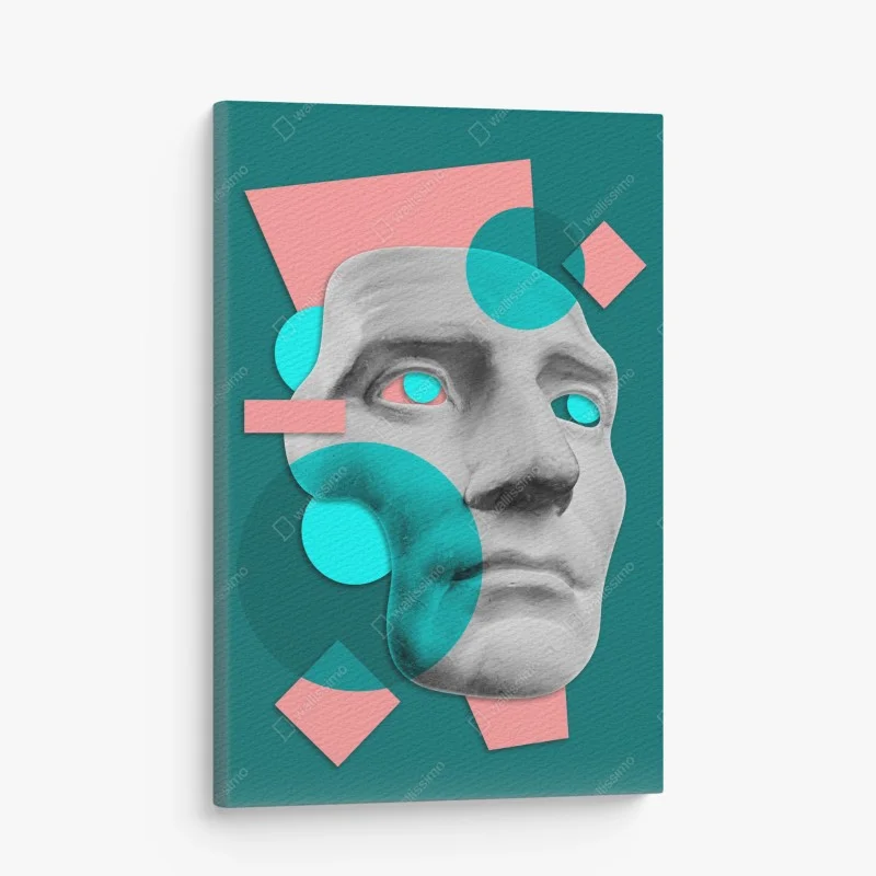 Quadro su tela volto classico in collage geometrico