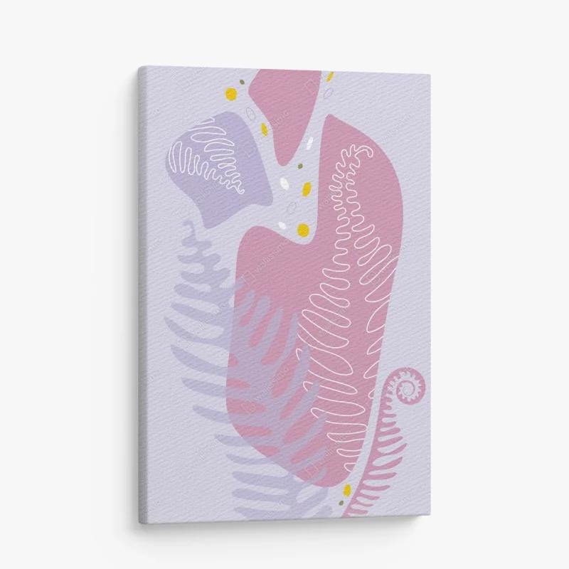 Quadro su tela fogliame astratto in toni pastello