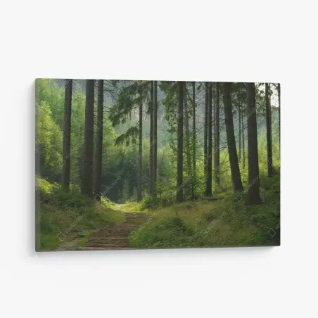 Quadro su tela sentiero nella foresta verde • Wallissimo®