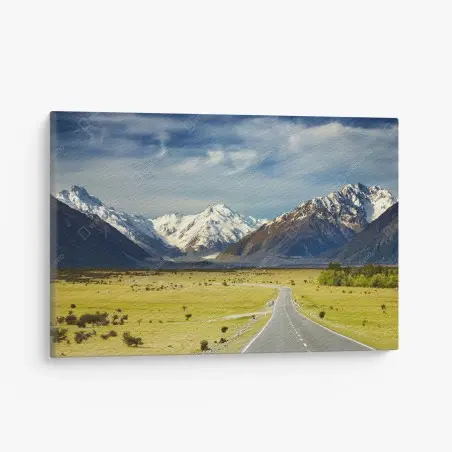 Quadro su tela strada verso le Alpi Meridionali, Nuova Zelanda • Wallissimo®