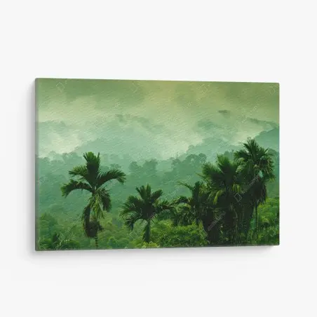 Quadro su tela foresta tropicale nella nebbia • Wallissimo®