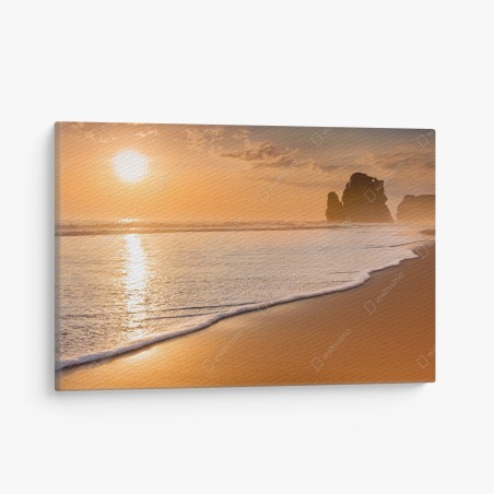 Quadro su tela tramonto dorato sulla costa • Wallissimo®