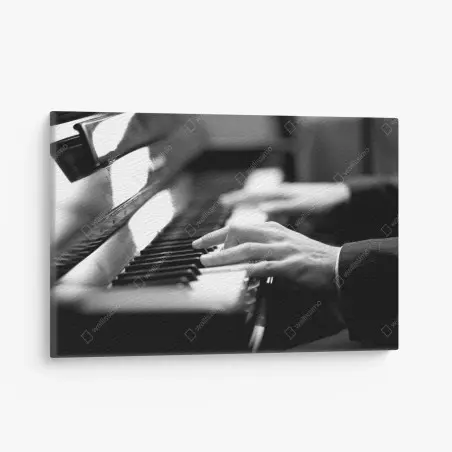 Quadro su tela eleganza al pianoforte in bianco e nero • Wallissimo®