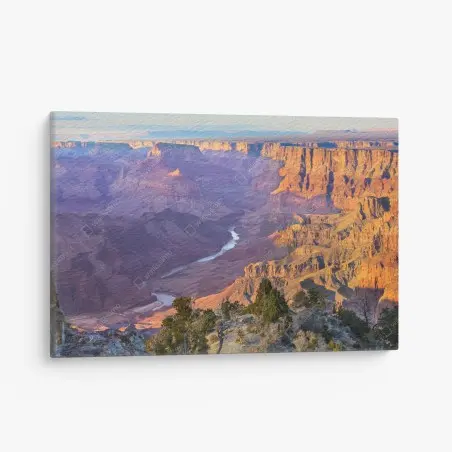 Quadro su tela tramonto sul Grand Canyon: paesaggio del fiume Colorado • Wallissimo®