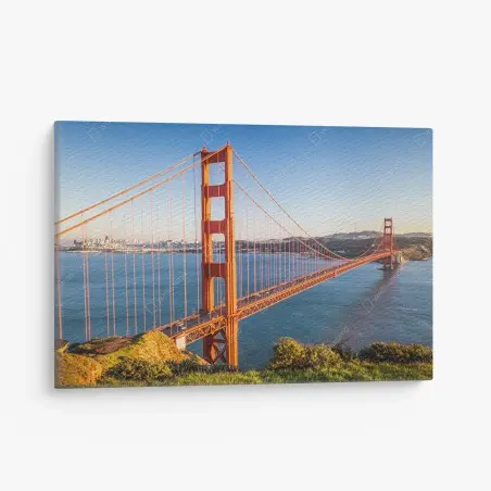 Quadro su tela paesaggio urbano con Golden Gate a San Francisco • Wallissimo®