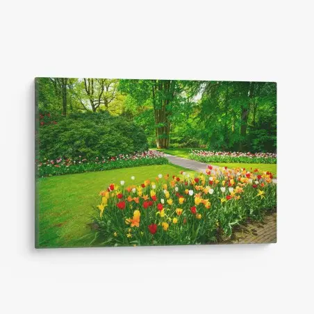 Quadro su tela paesaggio di tulipani a Keukenhof • Wallissimo®