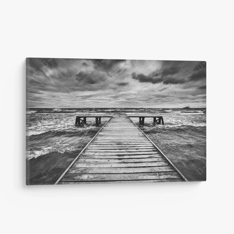 Quadro su tela molo sul mare tempestoso