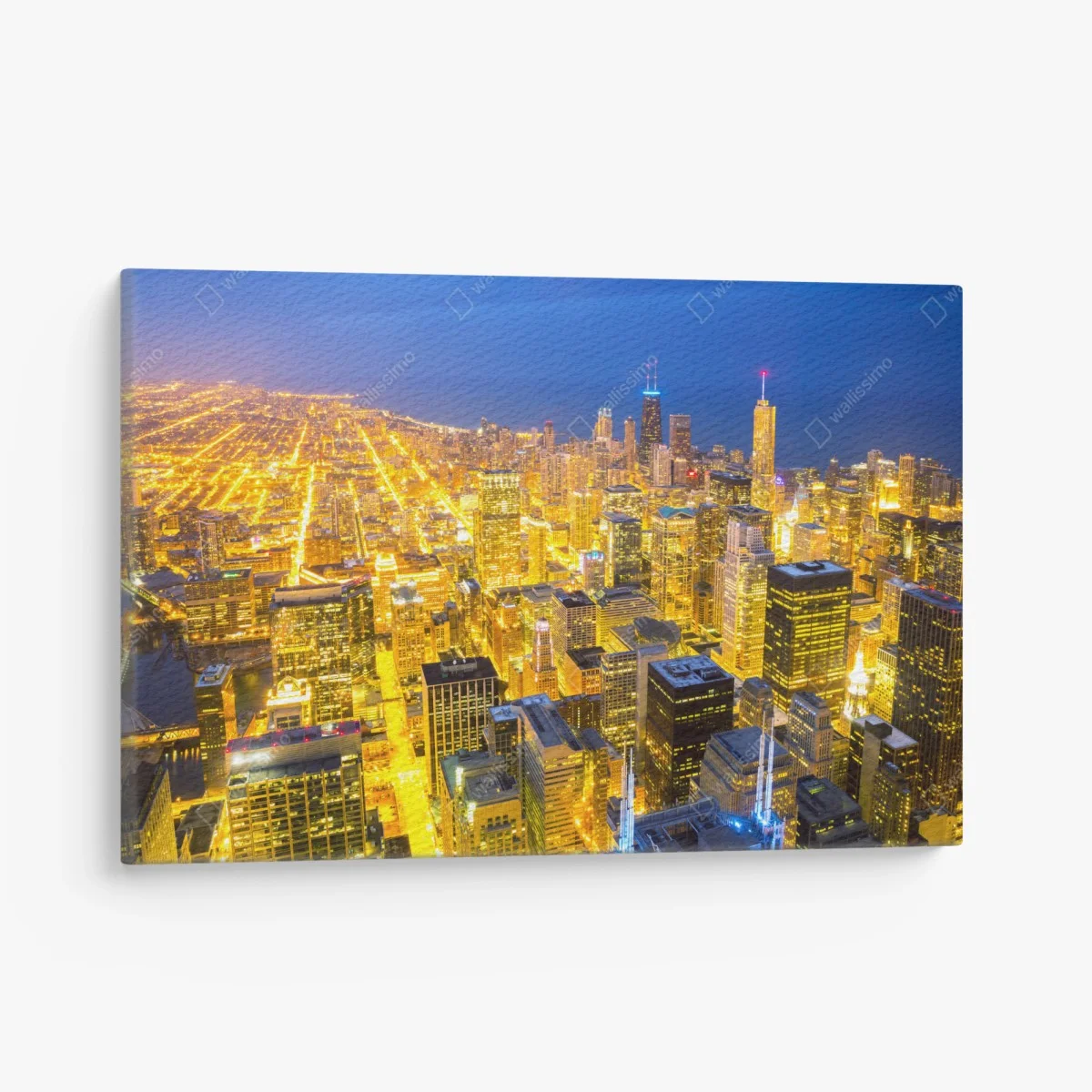 Quadro su tela vista aerea notturna di Chicago • Wallissimo® Quadro su tela vista aerea notturna di Chicago • Wallissimo®