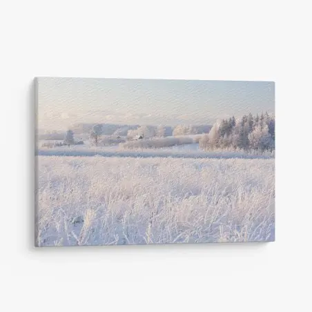 Quadro su tela alba invernale sulla campagna ghiacciata • Wallissimo®