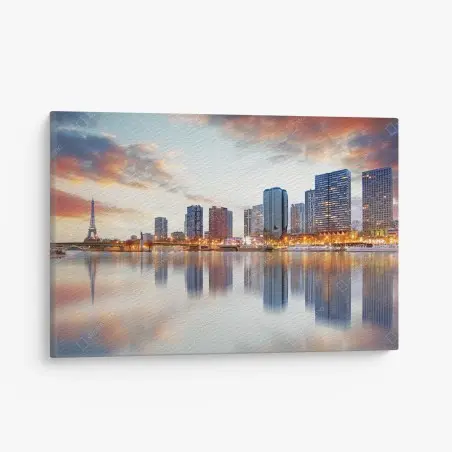 Quadro su tela tramonto sulla Senna a Parigi • Wallissimo®